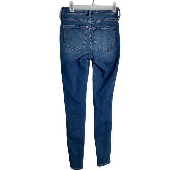 Old Navy Rockstar Womens Mid-Rise Skinny Blue Jean Emo Y2K Streetwear Size 00 - Picture 2 of 9